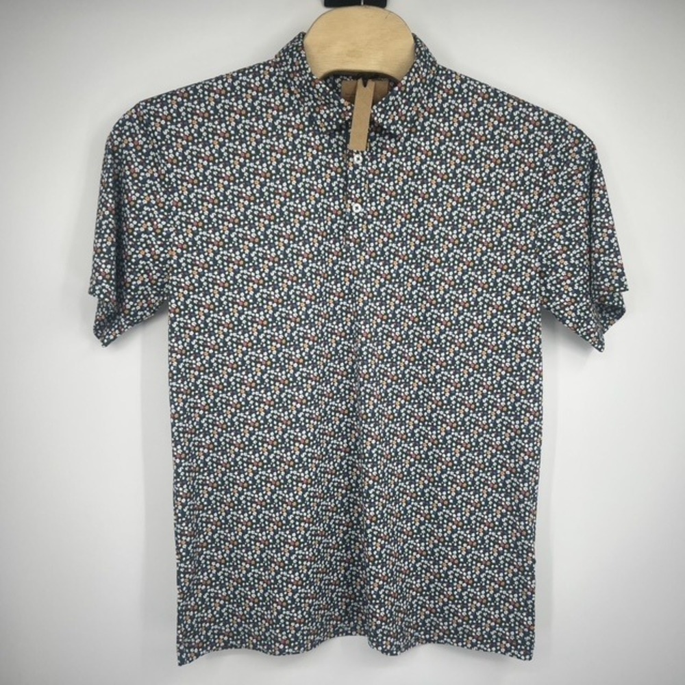 NWT Swannies Co Ridge Men's Graphite Floral Short Sleeve Polo Shirt‎ Size Large